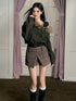 Brown High-Waisted Tweed Shorts - CHINASQUAD