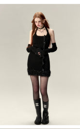 Black Satin Jacket & Dress Set - CHINASQUAD