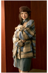 Striped Knit Cardigan & Scarf Set - CHINASQUAD