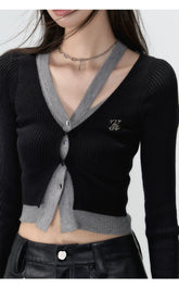 2-in-1 Long-sleeve Knitted Cardigan - CHINASQUAD