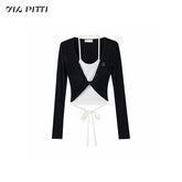 Black 2-in-1 Knitted Shirt - CHINASQUAD