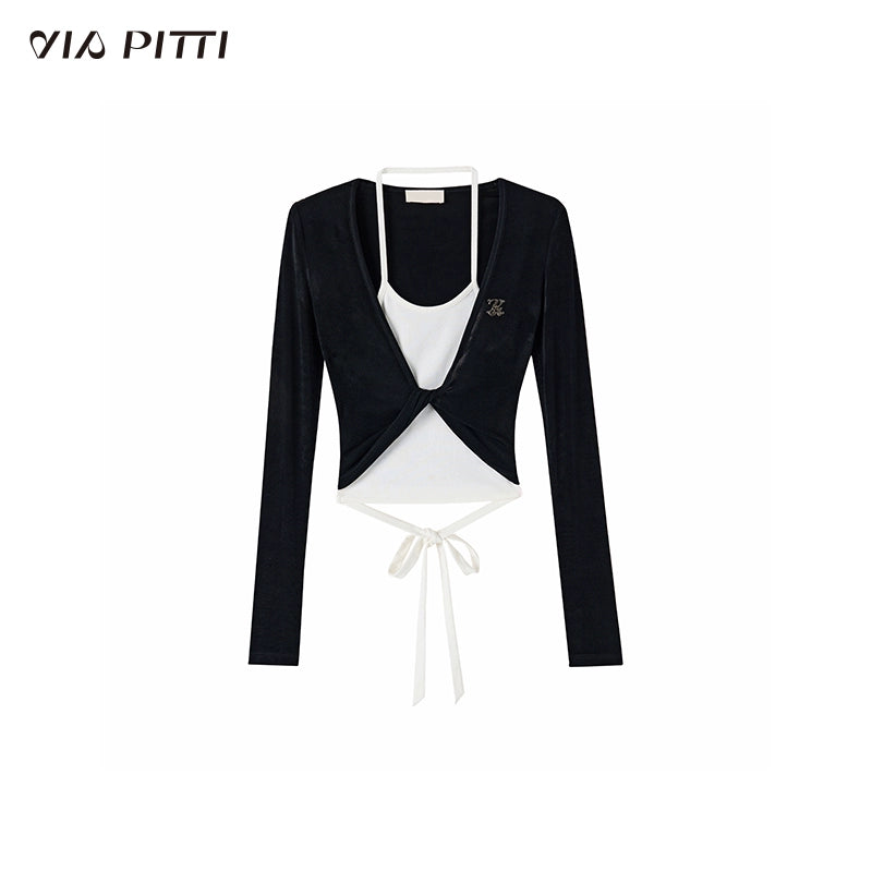 Black 2-in-1 Knitted Shirt - CHINASQUAD