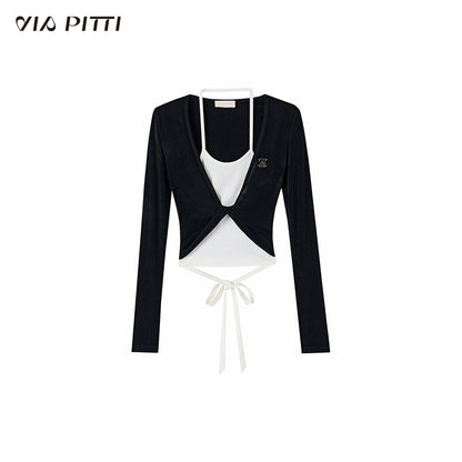 Black 2-in-1 Knitted Shirt - CHINASQUAD