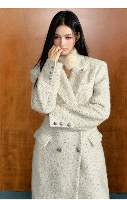 Off-white Waist-tied Wool Coat - CHINASQUAD