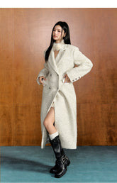 Off-white Waist-tied Wool Coat - CHINASQUAD