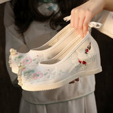 "Sea wave" Embroidered Pointed Toes Floral Hanfu Shoes - CHINASQUAD