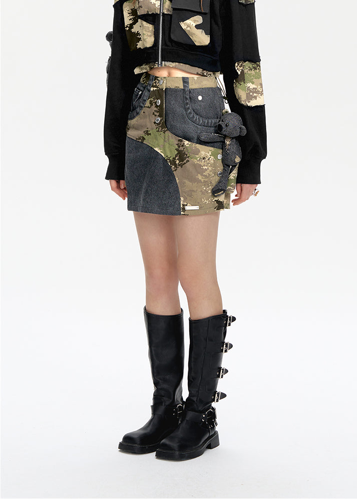 Camo Denim Short Skirt - CHINASQUAD