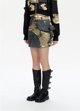 Camo Denim Short Skirt - CHINASQUAD