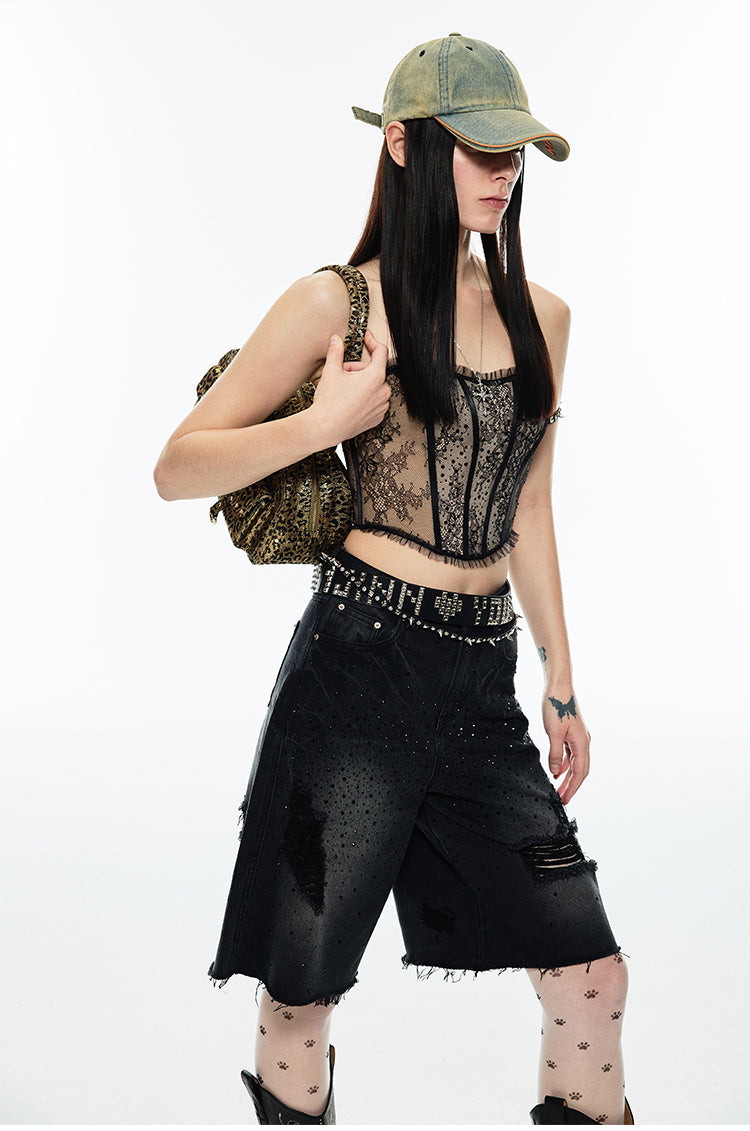 Lace Mesh Boned Tank Top - CHINASQUAD