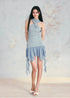 Blue Irregular Ruffled Mini Dress - CHINASQUAD