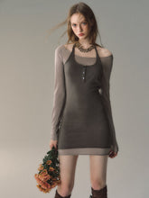 2-in-1 Neck Wool Mini Dress - CHINASQUAD