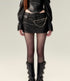 Black A-Line Leather Mini Skirt - CHINASQUAD