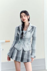 College Striped Blazer & Pleated Skirt Set - CHINASQUAD