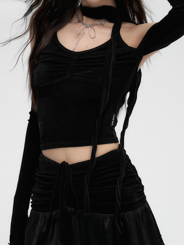 Black Hatler T-shirt &amp; Mini Skirt Set - CHINASQUAD